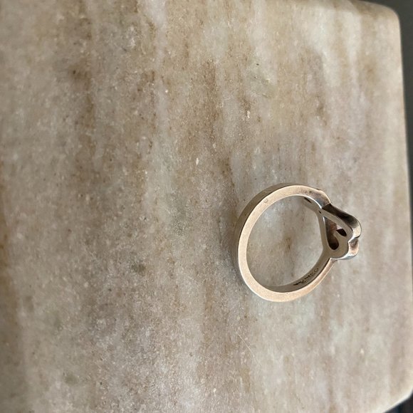 TIFFANY & CO. STERLING SILVER LOVING HEART COCKTAIL RING WITH DIAMOND- SIZE 7 - Picture 6 of 8